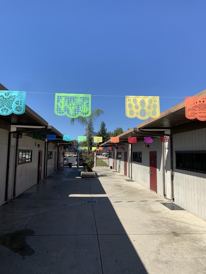 The language portables are decorated for Hispanic Heritage Month as this festivity brings awareness to the students at Ayala