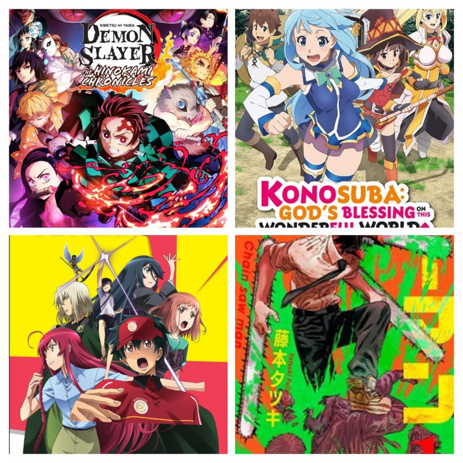 Anime shows Demon Slayer, Konosuba: Gods Blessing On This Wonderful World, The Devil is a Part-Timer, and Chainsaw Man excite students who anticipate the return of these shows in 2022. 