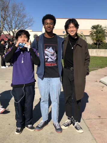 From left to right: Samedi Ly (11), Cassius Webster (12), Steven Huang (12). Lys and Websters style prioritize comfort and practicality, so they often wear baggy clothes and like to go for a homeless feel. Huangs outfits are very clean and minimal with crisp layering to give off a put together look.