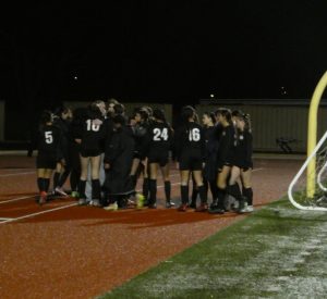 Ayala Varsity Girls Soccer consoles one another after a hard-fought loss last Tuesday.