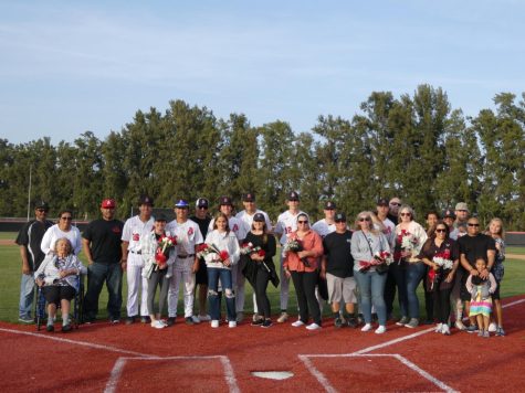 All seven seniors and their families were present for a final commemoration of their time with Varsity Baseball.