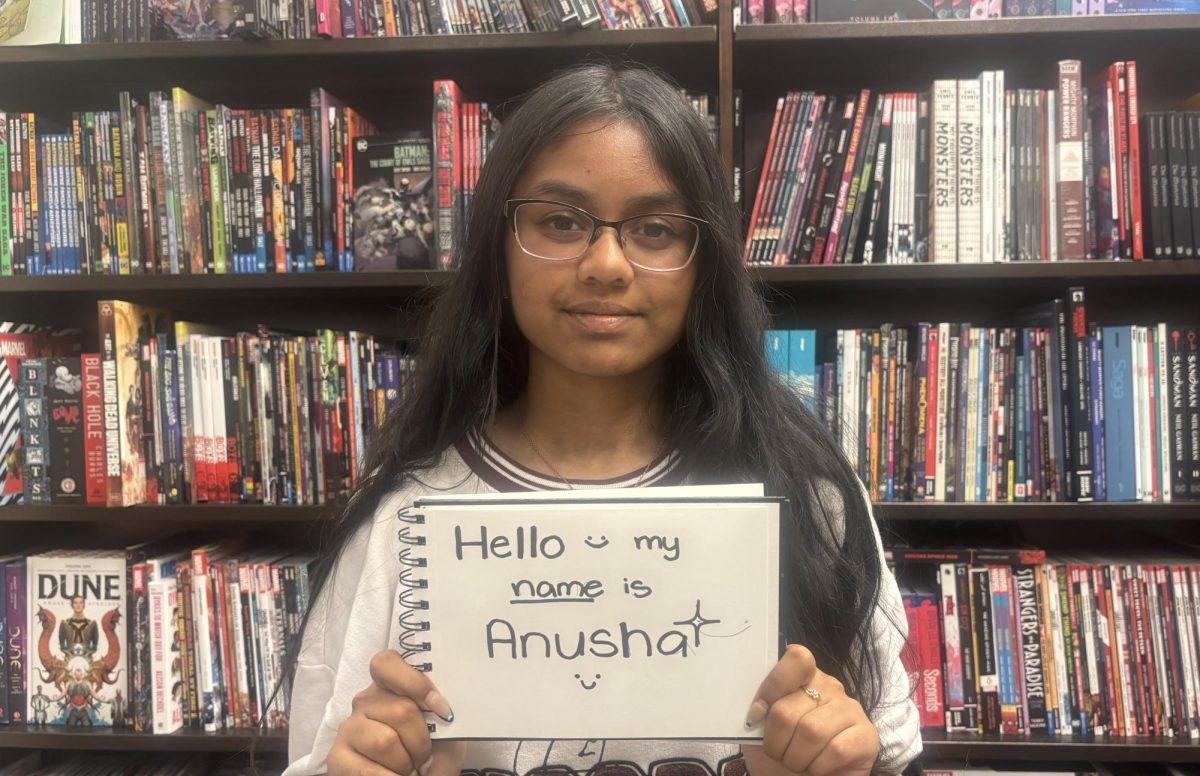 Anusha Sivadalla (12) showing her acceptance to her name. She aims to show others her pride in her unique name.