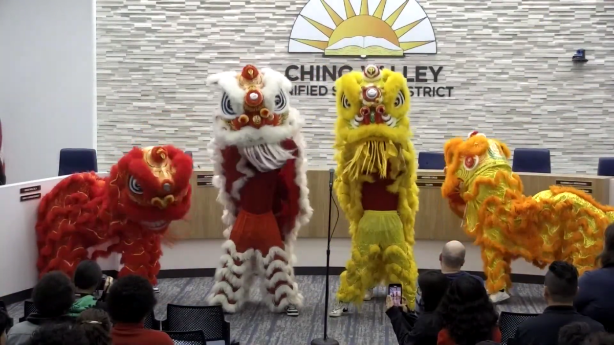 As Lunar New Years approaches, the CVUSD board welcomes the cultural programs within the district. Ayala's Chinese club was invited to perform at the board meeting, featuring four lion dancers.