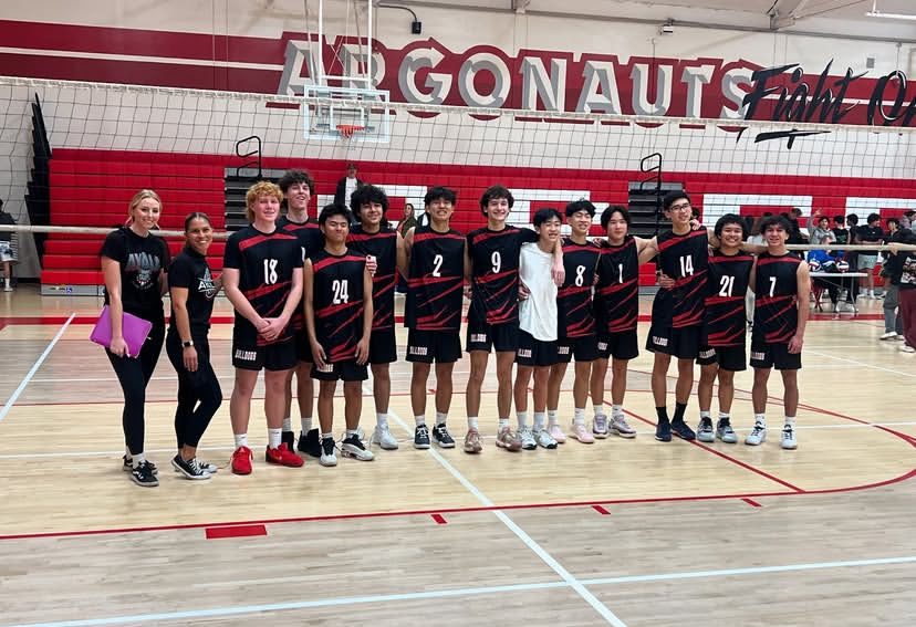 The Varsity boys Volleyball team during their recent tournament at Garden Grove High School where they won against two of their three opponents.