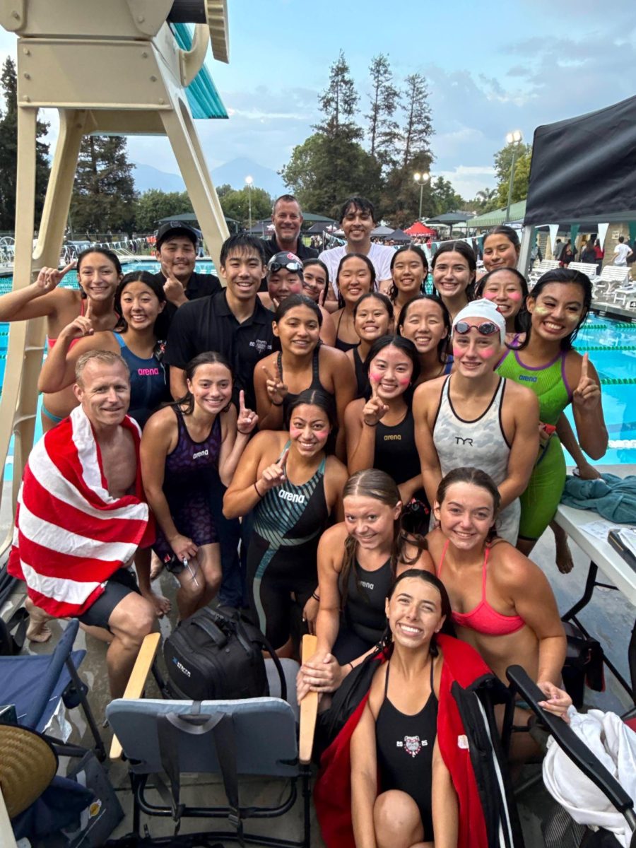 The Girls Varsity swim and dive team at Bonita High School where they accomplished victory in League finals.