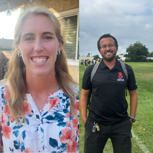 From left, Caroline Cobo, Jacob Villegas (not pictured), and Matthew Ullman are the new coaching staff for Ayala's 2025 to 2026 cross country season