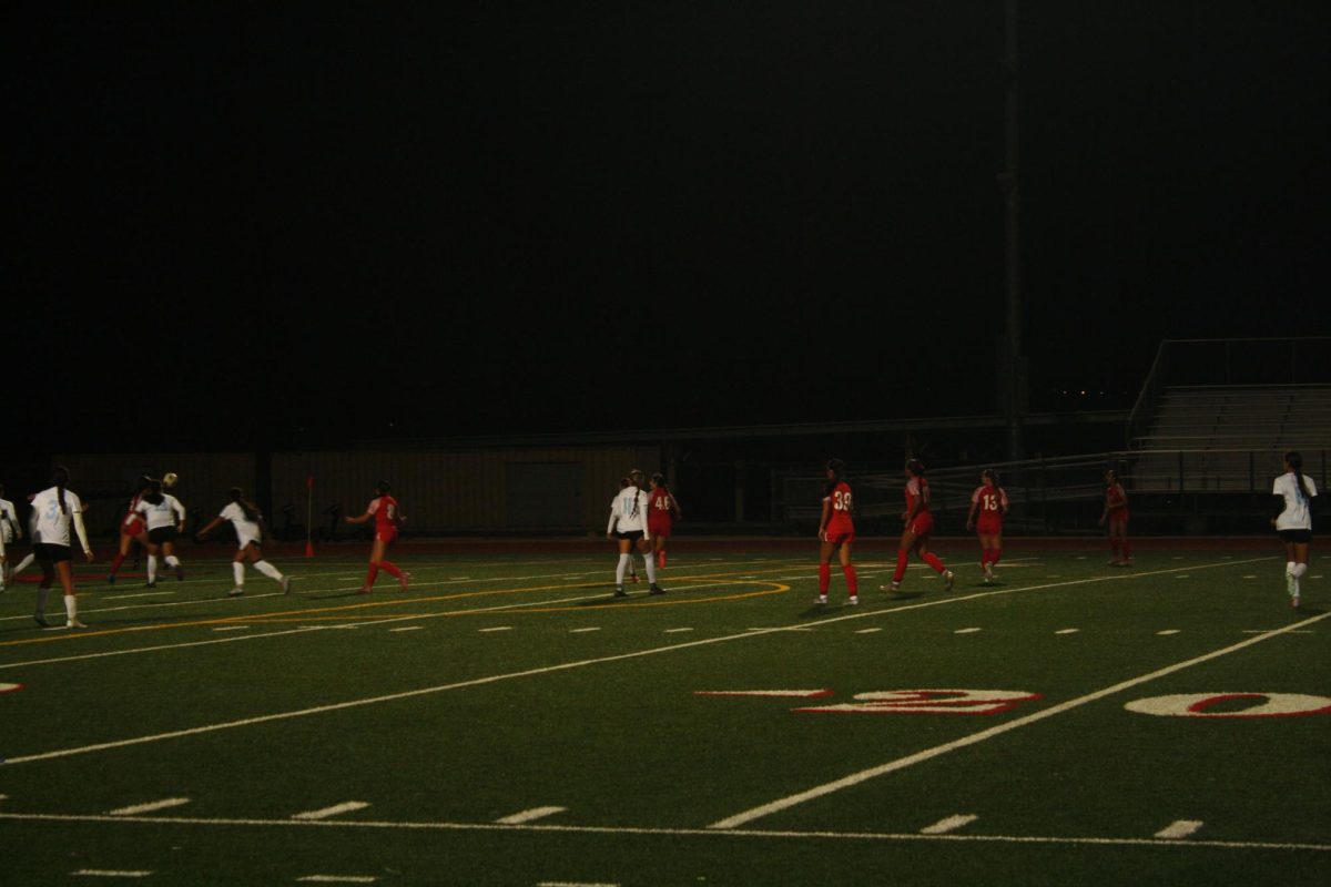 Both the Lady Bulldogs and the Montclair Cavaliers take to the field during the second half of the game.