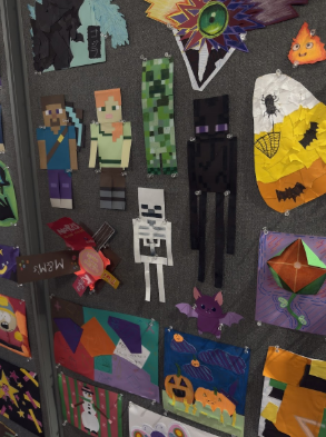 With an interesting twist to the art show, these pieces have a funny and creative idea compared to all of the very serious artwork pieces around them.