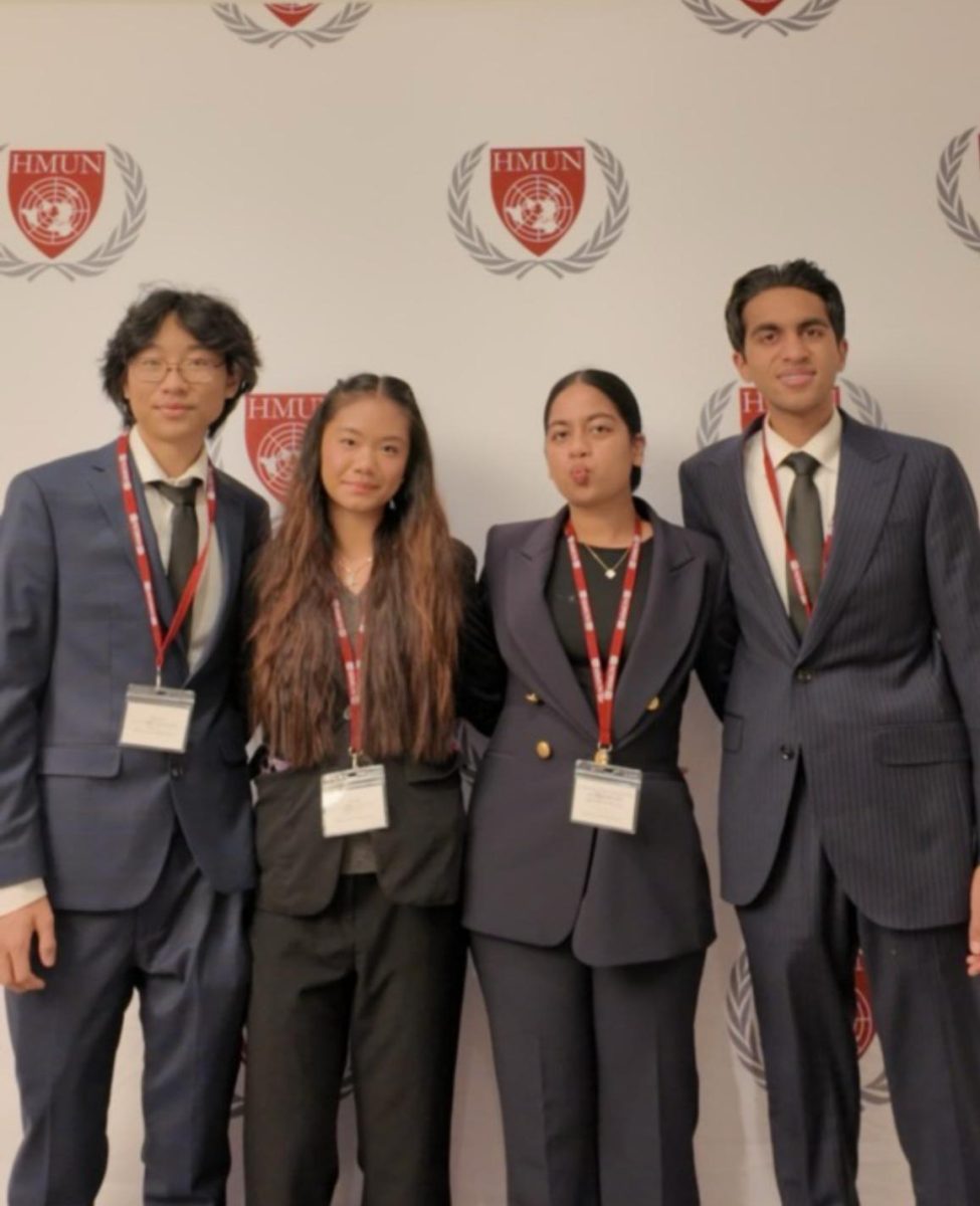 From left, juniors Lucas Liu, Reese Serafica, Laila Kumar, and Don Kumar made Ayala proud with their stellar performance at Harvard MUN.