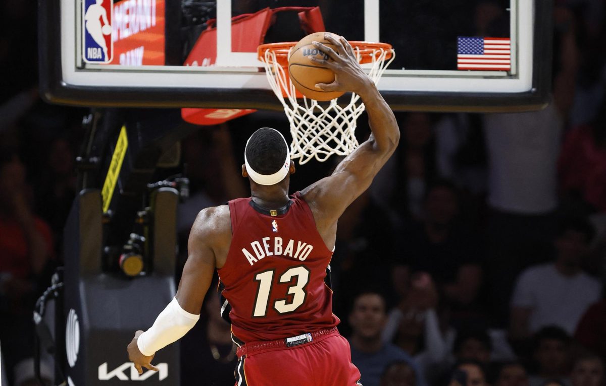  Miami Heat center Bam Adebayo (13) dunks against the Washington Wizards during the second half at Kaseya Center. Adebayo recently broke the record for the second-highest scoring game of all time.